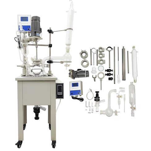 مفاعل زجاجي بطبقة واحدة، مفاعل تحريك معملي سعة 10 لتر مع وظيفة التسخين، سرعة دوران وعاء التفاعل الكيميائي، 60-600 دورة في الدقيقة، نطاق التسخين RT-200 درجة مئوية ± 0.2 درجة مئوية لأبحاث مختبر الأكاديمية 110 فولت in Kuwait