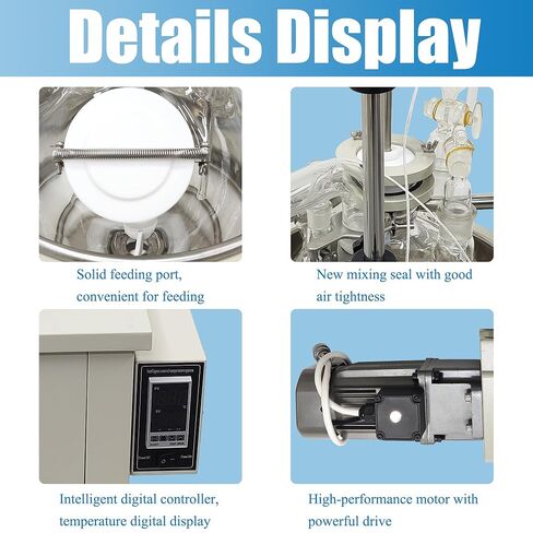 مفاعل زجاجي بطبقة واحدة، مفاعل تحريك معملي سعة 10 لتر مع وظيفة التسخين، سرعة دوران وعاء التفاعل الكيميائي، 60-600 دورة في الدقيقة، نطاق التسخين RT-200 درجة مئوية ± 0.2 درجة مئوية لأبحاث مختبر الأكاديمية 110 فولت in Kuwait