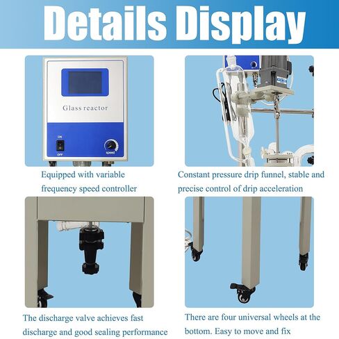 مفاعل زجاجي بطبقة واحدة، مفاعل تحريك معملي سعة 10 لتر مع وظيفة التسخين، سرعة دوران وعاء التفاعل الكيميائي، 60-600 دورة في الدقيقة، نطاق التسخين RT-200 درجة مئوية ± 0.2 درجة مئوية لأبحاث مختبر الأكاديمية 110 فولت in Kuwait