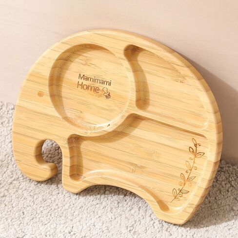 مجموعة أطباق شفط من الخيزران من ماميمامي هوم مع ملاعق وشوكة، مجموعة أطباق طعام الأطفال لطبق الفطام LED، مجموعة أواني الأطفال، خالية من مادة BPA in Kuwait