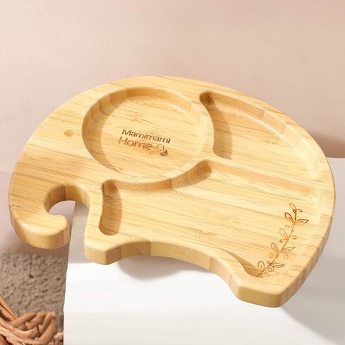 مجموعة أطباق شفط من الخيزران من ماميمامي هوم مع ملاعق وشوكة، مجموعة أطباق طعام الأطفال لطبق الفطام LED، مجموعة أواني الأطفال، خالية من مادة BPA in Kuwait