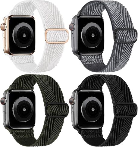 4 Pack Stretchy Nylon Band Compatible with Apple Watch Bands for Men Women in Saudi Arabia