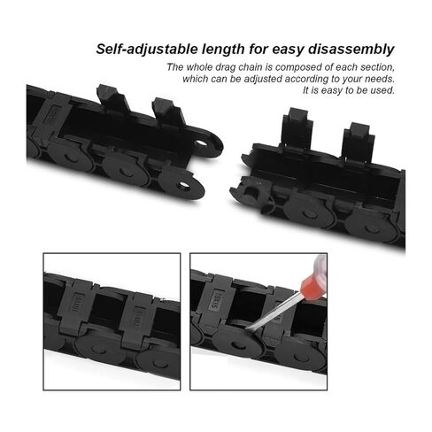 1M Semi Enclosed Plastic Cable Drag Chain R28/38 Internal Size 15mm x 15mm Machines Electronics Robotics in Saudi Arabia