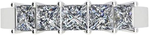 2 Carat (ctw) Gold Princess Cut 5 Stone Ring Diamond Wedding Band Luxury Collection (D-E Color VS1-VS2 Clarity) in Saudi Arabia