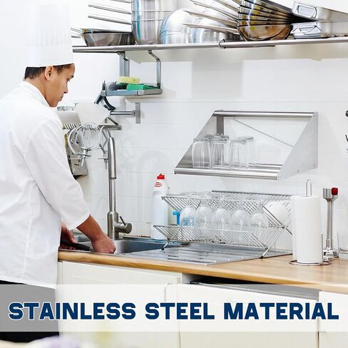 Zonon 22 بوصة الفولاذ المقاوم للصدأ أنبوبي جدار جبل الجرف لرف الزجاج وتجفيف الأطباق، الصف التجاري للمنزل بار مطعم مطبخ حليب الشاي استخدام متجر in Kuwait