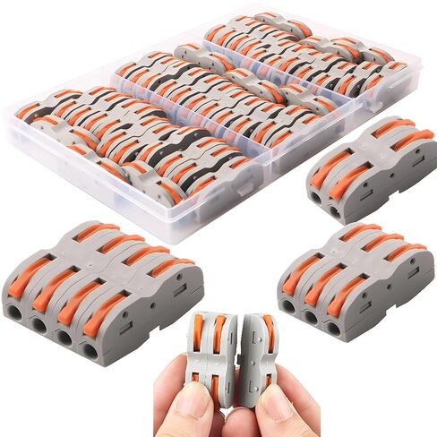 موصل صامولة رافعة CESFONJER، مجموعة متنوعة من موصلات الأسلاك المدمجة، SPL-1 واحد إلى واحد من نوع الربط الطرفي السريع متعدد الوظائف سلك ناعم وصلب عالمي (42 حزمة) in Kuwait