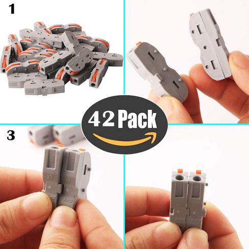 موصل صامولة رافعة CESFONJER، مجموعة متنوعة من موصلات الأسلاك المدمجة، SPL-1 واحد إلى واحد من نوع الربط الطرفي السريع متعدد الوظائف سلك ناعم وصلب عالمي (42 حزمة) in Kuwait