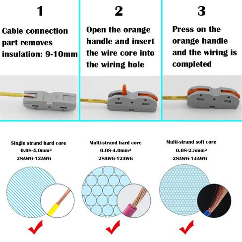 موصل صامولة رافعة CESFONJER، مجموعة متنوعة من موصلات الأسلاك المدمجة، SPL-1 واحد إلى واحد من نوع الربط الطرفي السريع متعدد الوظائف سلك ناعم وصلب عالمي (42 حزمة) in Kuwait