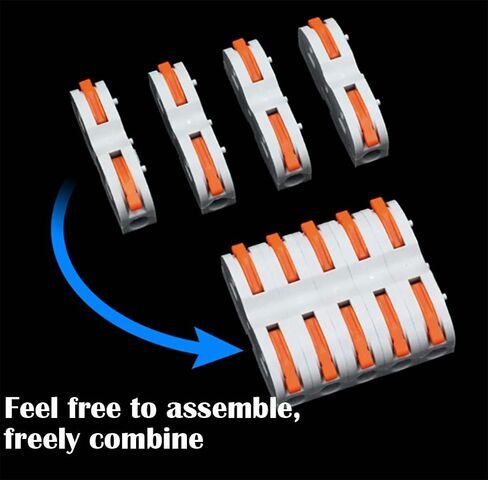 موصل صامولة رافعة CESFONJER، مجموعة متنوعة من موصلات الأسلاك المدمجة، SPL-1 واحد إلى واحد من نوع الربط الطرفي السريع متعدد الوظائف سلك ناعم وصلب عالمي (42 حزمة) in Kuwait