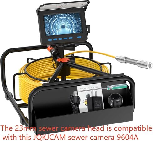 استبدال رأس كاميرا الصرف الصحي 23 مم، مع غطاء واقي لعجلة التوجيه، وأجزاء الملحقات من JQKJCAM 9622A 9616A 9604A WP90A 9600A أنبوب تصريف الكاميرا السباكة نطاق الثعبان مع 12 قطعة أضواء in Kuwait
