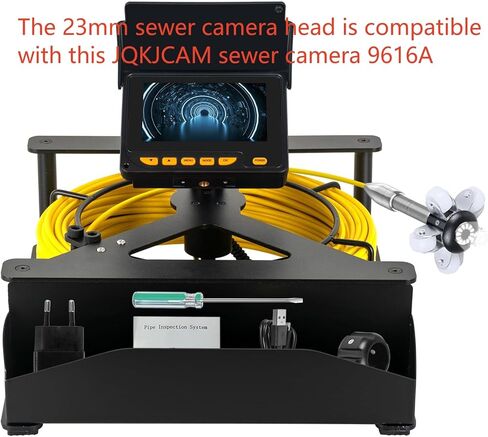 استبدال رأس كاميرا الصرف الصحي 23 مم، مع غطاء واقي لعجلة التوجيه، وأجزاء الملحقات من JQKJCAM 9622A 9616A 9604A WP90A 9600A أنبوب تصريف الكاميرا السباكة نطاق الثعبان مع 12 قطعة أضواء in Kuwait