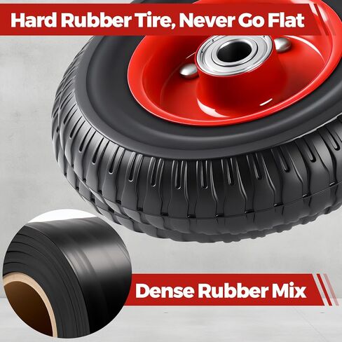 مجموعة عجلات هوموين 8 بوصة مكونة من 4 عجلات مطاطية صلبة متينة لجميع التضاريس بسعة 2200 رطل، عجلات دوارة للطرق الوعرة، عجلات صناعية للأثاث، العربة، حظيرة الدجاج، منضدة العمل، دوللي in Kuwait