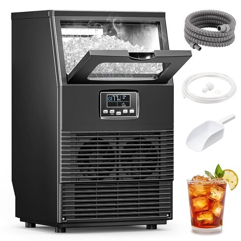 COWSAR Commercial Ice Maker Machine, 65Lbs/24H Freestanding Undercounter Ice Maker with 8Lbs Storage Capacity, Self-Cleaning Ice Machine for Home, Bar, Restaurant, Office, Outdoor, Stainless Steel in Kuwait