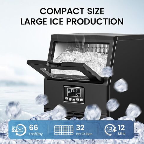 COWSAR Commercial Ice Maker Machine, 65Lbs/24H Freestanding Undercounter Ice Maker with 8Lbs Storage Capacity, Self-Cleaning Ice Machine for Home, Bar, Restaurant, Office, Outdoor, Stainless Steel in Kuwait