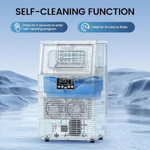 COWSAR Commercial Ice Maker Machine, 65Lbs/24H Freestanding Undercounter Ice Maker with 8Lbs Storage Capacity, Self-Cleaning Ice Machine for Home, Bar, Restaurant, Office, Outdoor, Stainless Steel in Kuwait
