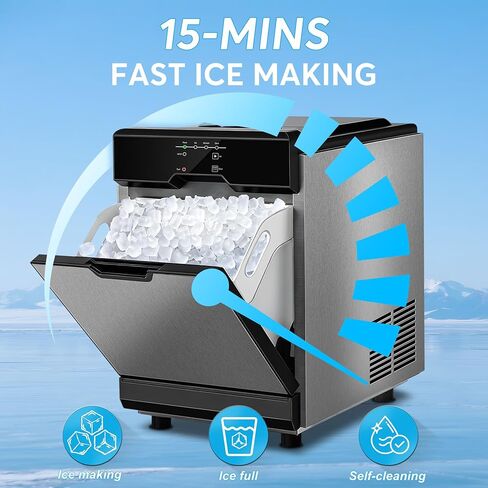 Nugget Ice Maker Countertop Dual Water Inlet Options, 60Lbs/24H Columnar Ice Maker Machine with Self-Cleaning, Pellet Chewable Crunchable Ice Machine with Ice Scoop&Basket for Home/Kitchen/Office in Saudi Arabia