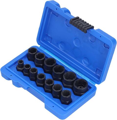 POCREATION 13 Piece Nuts Extractor Set, Chrome Steel with Impact Strength for Easy Removal of Stripped Lug Nuts and Damaged Fasteners in Saudi Arabia