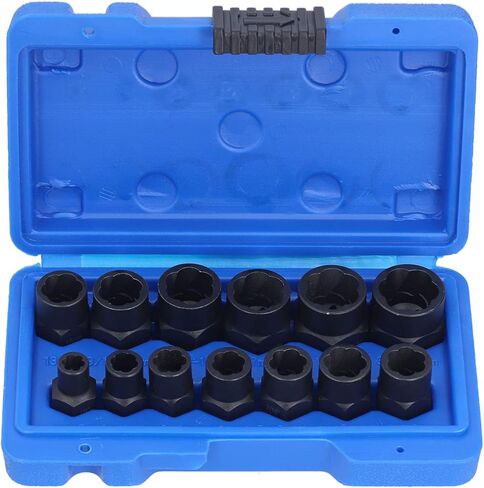POCREATION 13 Piece Nuts Extractor Set, Chrome Steel with Impact Strength for Easy Removal of Stripped Lug Nuts and Damaged Fasteners in Saudi Arabia