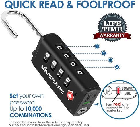 4 عبوات من أقفال أمتعة السفر المعتمدة من إدارة أمن المواصلات الأمريكية مكونة من 4 أرقام، قفل مجموعة حقيبة التنبيه المفتوحة، أقفال بسحاب بدون مفتاح، قفل متوافق معتمد من إدارة أمن المواصلات الأمريكية لخزانة الصالة الرياضية، حقيبة حقيبة الجولف، مضادة للسرقة  in Kuwait