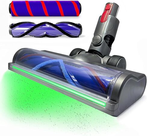 ترقية رأس الفرشاة الخضراء LED LED Green Light Direct Direct Direct Lead لـ Dyson V7 و V8 و Cyclone V10 و V11 و V15 Cordless Cleaners مناسبة للسجاد والسجاد والأرضية الصلبة والأوساخ المخفية in Kuwait