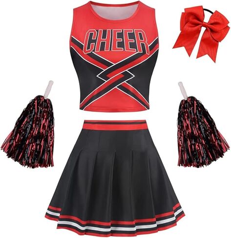 Women Cheerleader Uniform Costume Adult Crop Top Cheer Outfit Halloween Party Cosplay in Saudi Arabia
