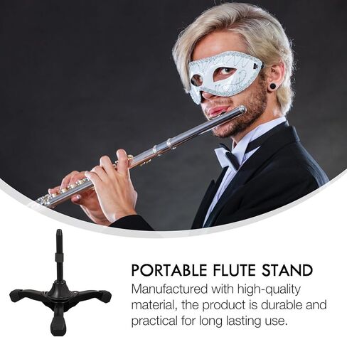 Portable Flute Stand and Clarinet Holder, Folding Tripod Musical Instrument Stand with Black Bracket, Lightweight and Compact for Travel and Performance in Saudi Arabia