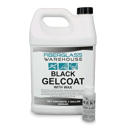 Fiberglass Warehouse Black Gel Coat – 1 Gallon Gelcoat (Waxed) with 2oz MEKP Catalyst Kit, Easy Application Modified Polyester Resin – Durable and Safe – Ideal for Repairs, Composite Coating… in Saudi Arabia