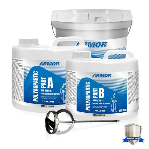 ArmorPoxy Polyaspartic Floor Coating - 2-Part Industrial Protective Fast Cure System - Strong Coating for Garage Floors, Warehouses, Automotive - 2 Gallons (Includes Light Gray Tint Pack) in Saudi Arabia