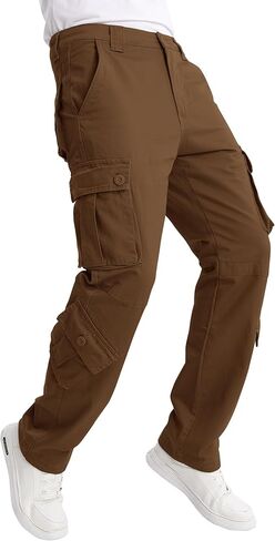 Match Mens Multi-Pocket Cargo Pants with Drawstring Waist for Outdoor Work Daily Wear in Saudi Arabia