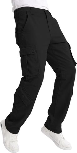 Match Mens Multi-Pocket Cargo Pants with Drawstring Waist for Outdoor Work Daily Wear in Saudi Arabia