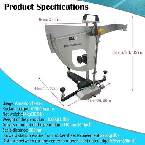 Portable Skid Resistance Tester, Digital Pendulum Friction Tester for Road Surfaces, Airport Runways & Paint Markings, Scale Distance 615000g.mm, 14kg Lightweight in Saudi Arabia