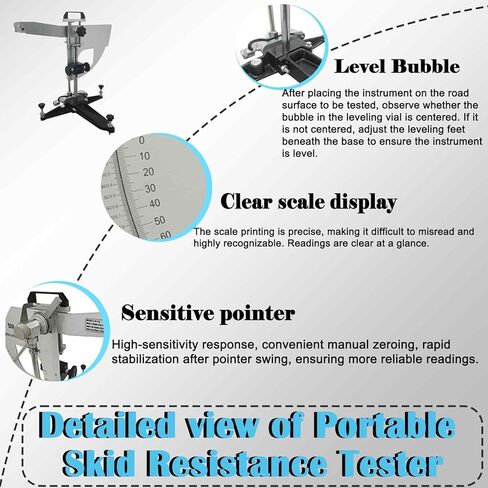 Portable Skid Resistance Tester, Digital Pendulum Friction Tester for Road Surfaces, Airport Runways & Paint Markings, Scale Distance 615000g.mm, 14kg Lightweight in Saudi Arabia