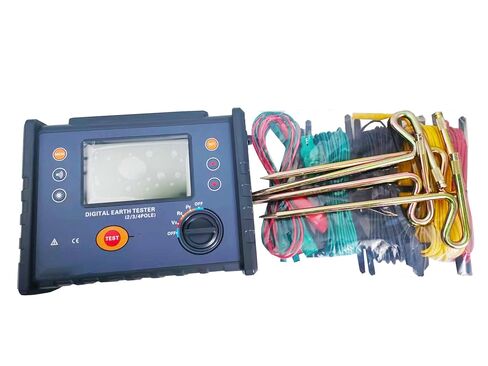Digital Earth Resistance Tester Ground Resistance Meter Soil Resistivity Meter with 2‑Pole 3-Pole 4-Pole Soil Resistivity Range 0-9000kΩm Resistance 0.01Ω-30.00KΩ 500 Groups Storage in Saudi Arabia
