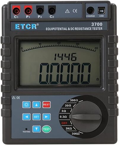 Earth Ground Resistance Tester Kit ETCR3700 0.0001 Ohm -30.0kohm Equipotential Bonding Resistance Tester in Kuwait