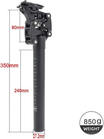 Mountain Electric Bike Seat Post, 27.2mm Aluminum Alloy Bicycle Seat Post, 350mm Length,Travel 50mm for MTB, Road Bike, E-MTB in Kuwait