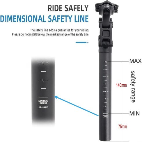 Mountain Electric Bike Seat Post, 27.2mm Aluminum Alloy Bicycle Seat Post, 350mm Length,Travel 50mm for MTB, Road Bike, E-MTB in Kuwait