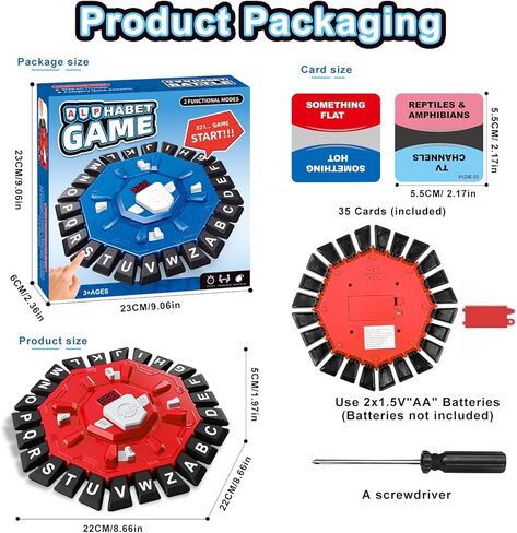 Word Game for Families, Fun Party & Learning Board Game for Kids & Adults, Fast-Paced 24 Letter Press Game with LCD Timer, 35 Cards, 2 Game Modes, Birthday in Kuwait