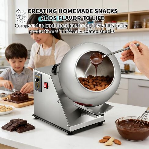 Electric Sugar Coating Machine, Adjustable Speed Chocolate Panning Coater, Ideal for Candy and Nuts in Saudi Arabia