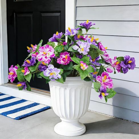 Fall Flowers Artificial for Outdoors Decoration, 2PCS Fake Fall Flowers for Outdoor Planters, Autumn Faux Hibiscus UV Resistant No Fade for Home Porch Patio Garden Balcony Yard Indoor Decor in Kuwait