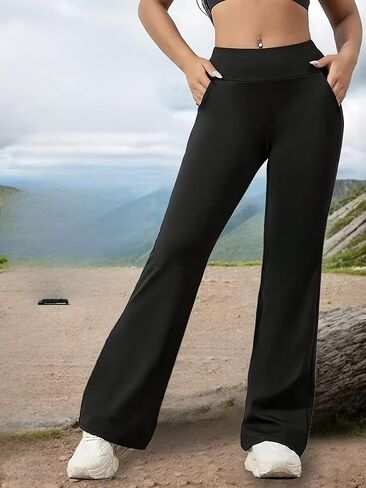 Women's Sports Pants with Butt Lifting Patchwork Yoga Pants Pocket Leggings Casual Pants in Saudi Arabia