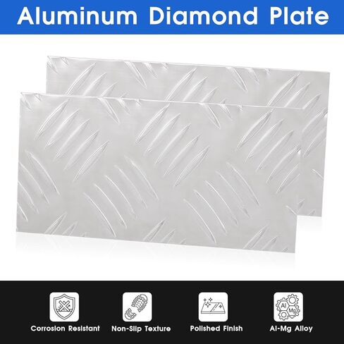 Aluminum Diamond Plate Sheet, 8" x 4", 11 Gauge (3mm) Aluminum Tread Checker Plate Metal for Trailer, Toolbox, Flooring, Garage Wall Protection,2 Pack in Kuwait