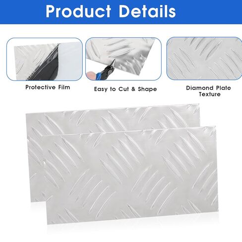 Aluminum Diamond Plate Sheet, 8" x 4", 11 Gauge (3mm) Aluminum Tread Checker Plate Metal for Trailer, Toolbox, Flooring, Garage Wall Protection,2 Pack in Kuwait