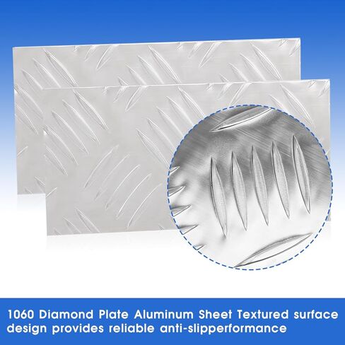 Aluminum Diamond Plate Sheet, 8" x 4", 11 Gauge (3mm) Aluminum Tread Checker Plate Metal for Trailer, Toolbox, Flooring, Garage Wall Protection,2 Pack in Kuwait