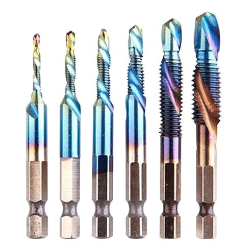 6 قطعة M3-M10 برغي الحنفية لقمة ثقب Hss الصنابير غاطسة Deburr مجموعة متري مزيج بت 1/4 "التغيير السريع عرافة in Saudi Arabia
