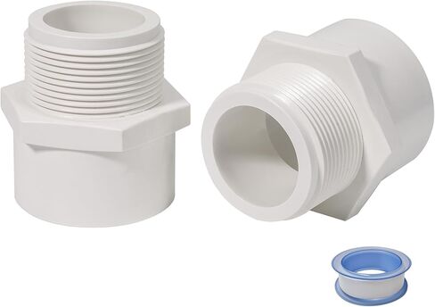 2 Inch Male Thread PVC Fittings White 2-Way PVC Pipe Coupling Adapter Connectors Coupling for 2 Inch Schedule 40 Pipe（2 Pack） in Saudi Arabia