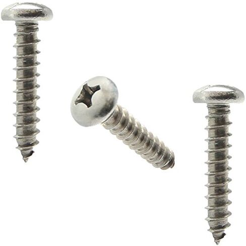 #8 x 1-3/4" Pan Head Sheet Metal Screws, Full Thread, Phillips Drive, Stainless Steel 18-8, Bright Finish, Self-Tapping, Quantity 50 Pieces by Fastenere in Saudi Arabia