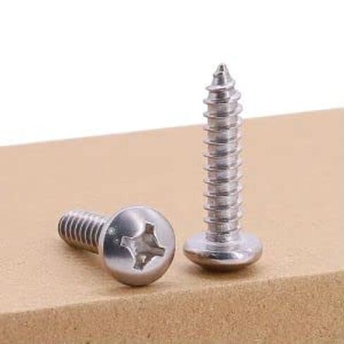 #4 x 1/4" Pan Head Phillps Drive Self Tapping Screws, 304 Stainless Steel, Cross Recessed Pan Head Wood Screws, Sheet Metal Tek Screws, 100 PCS in Saudi Arabia