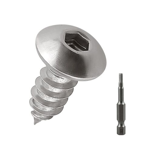 100-pack M4 x 16mm Button Head Socket Cap Sheet Metal Screws, 304 Stainless Steel 18-8 Self Tapping Screws for Metal & Wood & Plastic, Socket Bit Included in Saudi Arabia