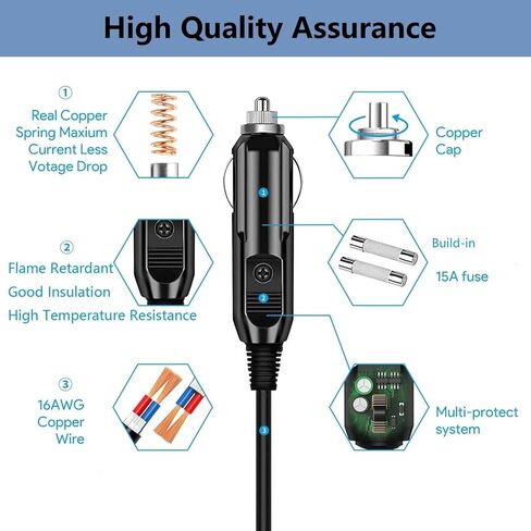 DC Power Cable Compatible with Inogen One g2 g3 g4 g5 Car Charger,for Inogen Car Charger Power Cord Replace BA-306 BA-301 BA-302 BA-303，Equipped with Replaceable Fuses in Kuwait