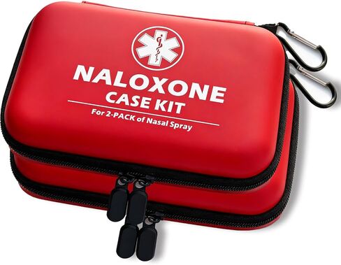 Naloxone Carrying Case Kit, Red Protective Storage Case with Medical id，Fits 2 Pack Nasal Spray,for Opioid Overdose Emergency,Hard Shell & Splash Resistant，（case only） (2) in Kuwait